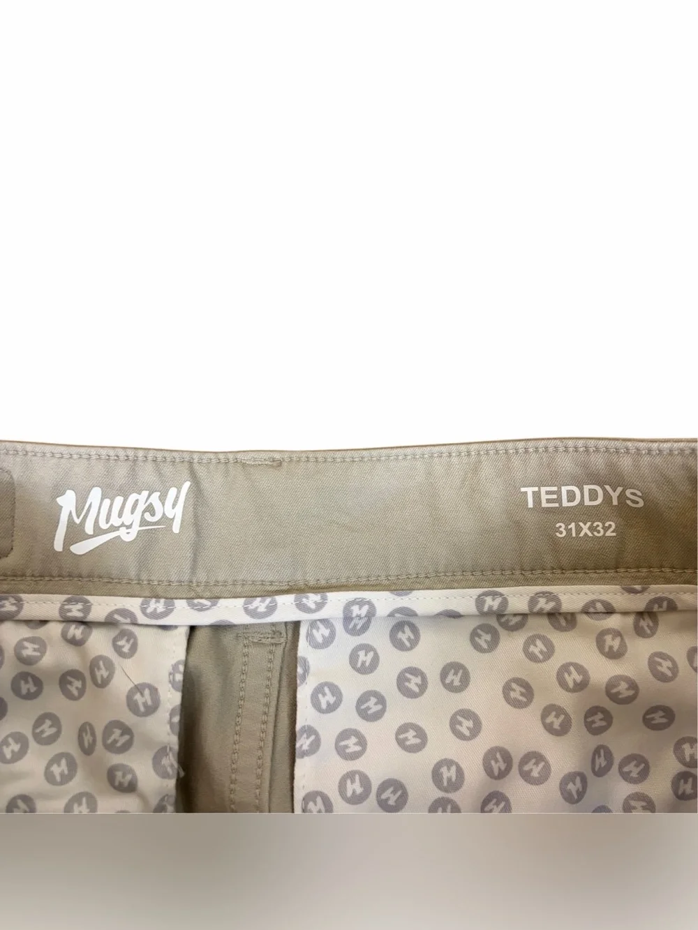 Mugsy Teddys Chino Pants Tan Khaki Stretch Casual Trousers Workwear 31x32 Nice!